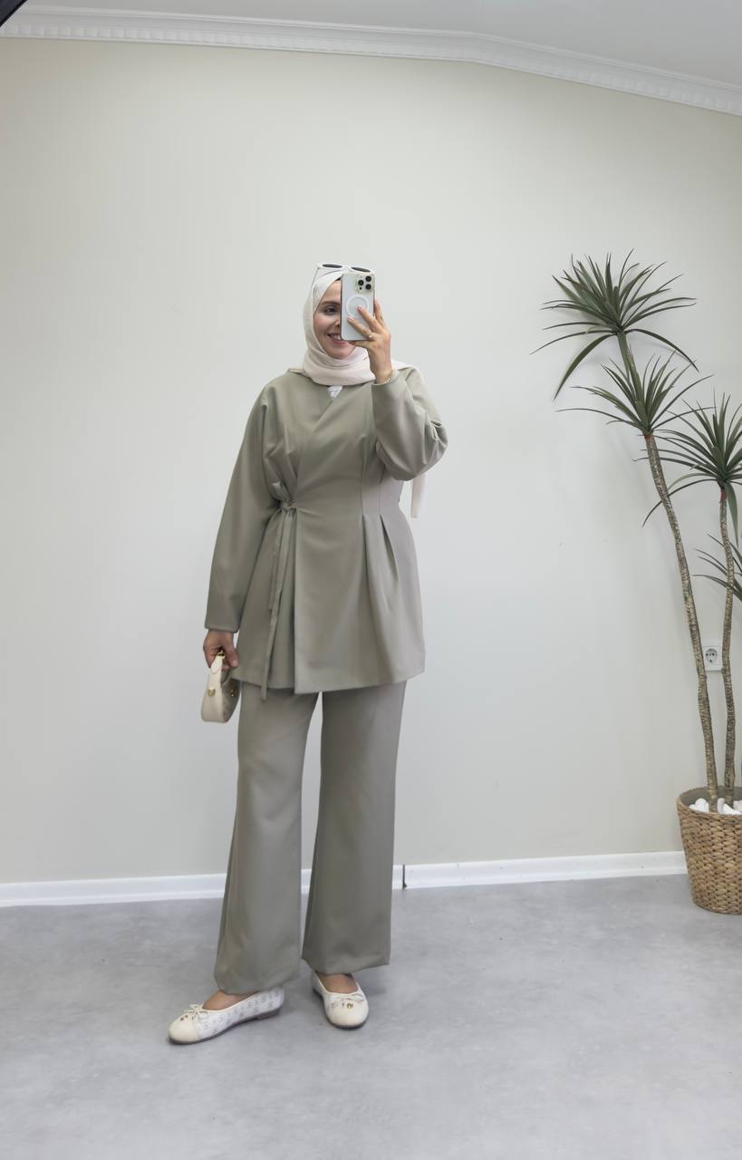2288 - Naina Pantolon Takım - Küf Yeşil