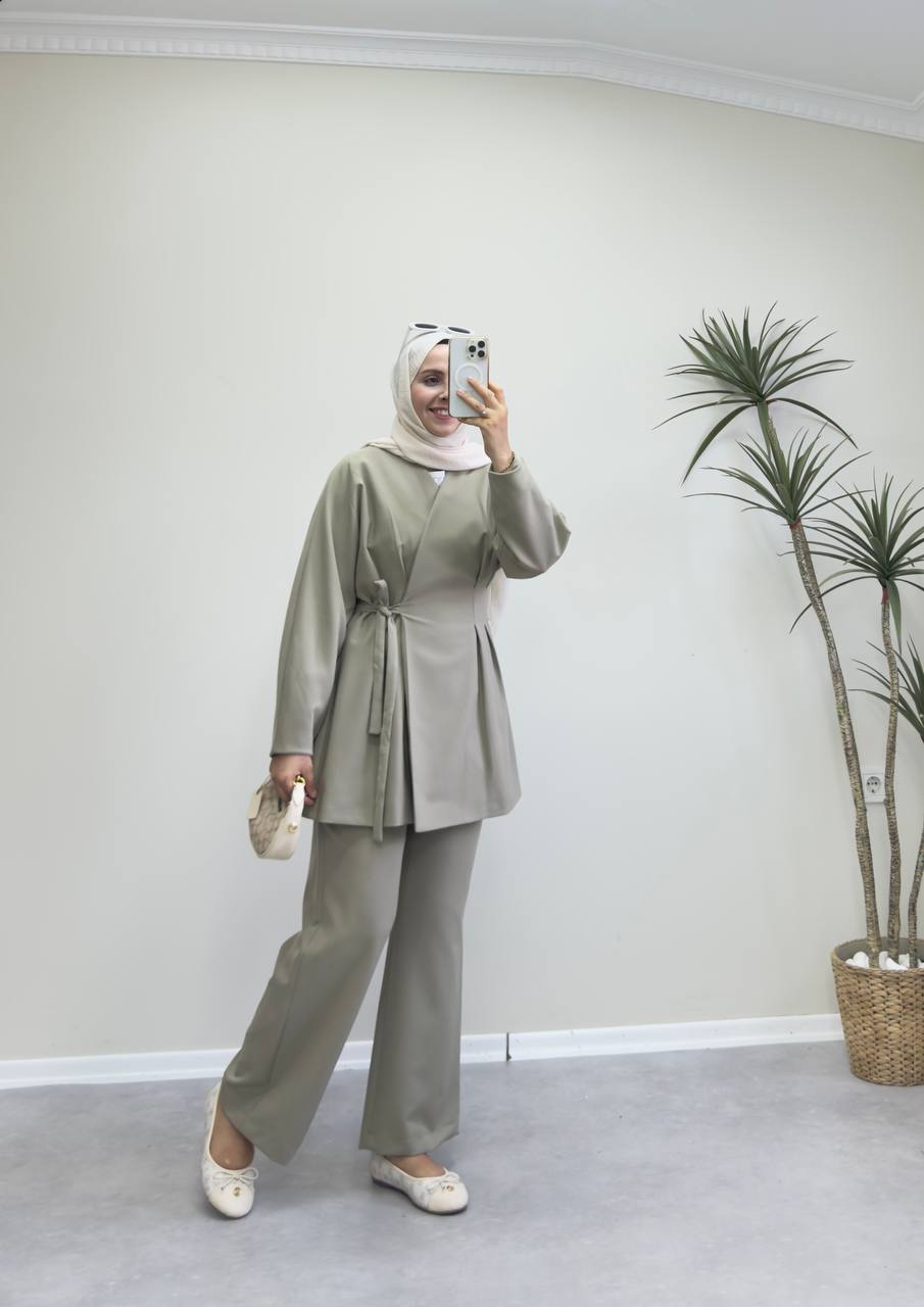 2288 - Naina Pantolon Takım - Küf Yeşil