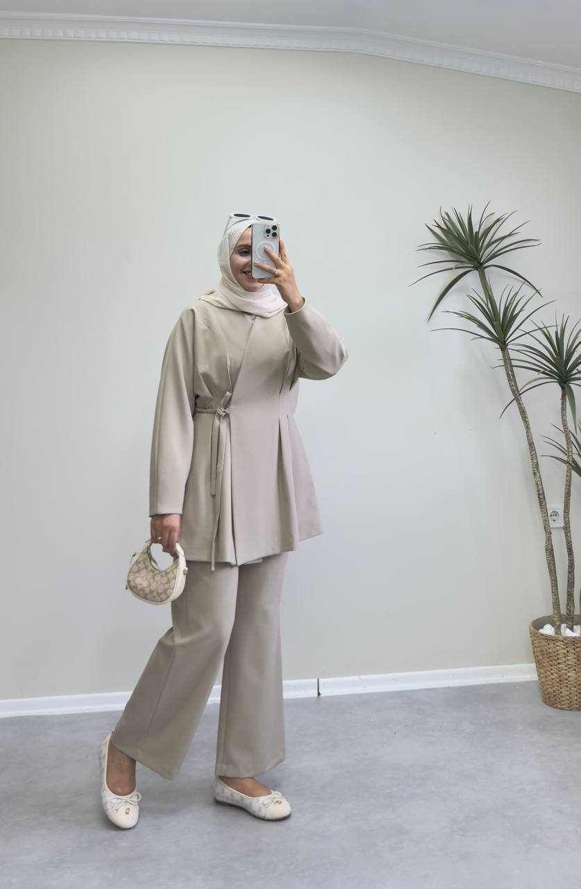 2288 - Naina Pantolon Takım - Vizon