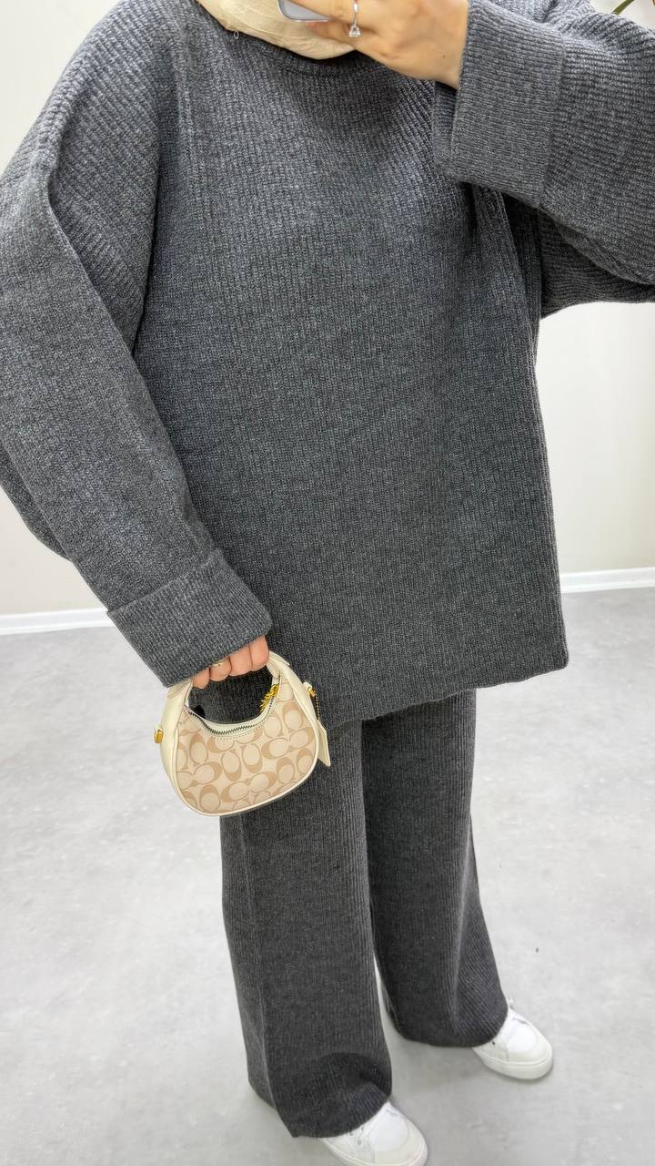 2875 - Örme Triko Pantolon Takım - Antrasit