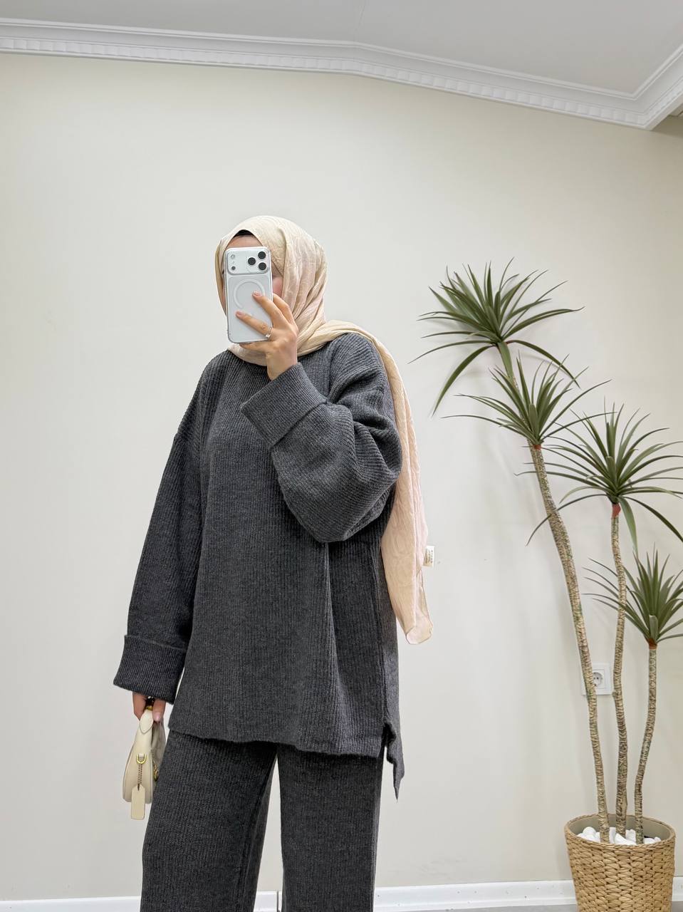 2875 - Örme Triko Pantolon Takım - Antrasit