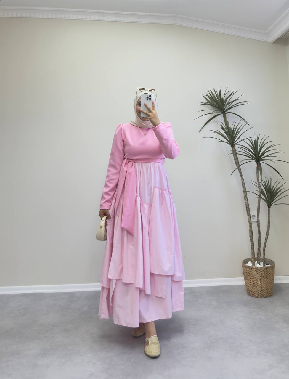 2042 - Merli Elbise - Pembe