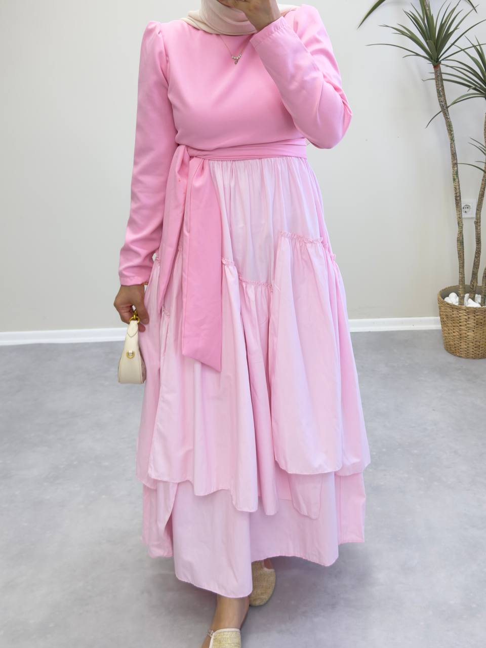 2042 - Merli Elbise - Pembe