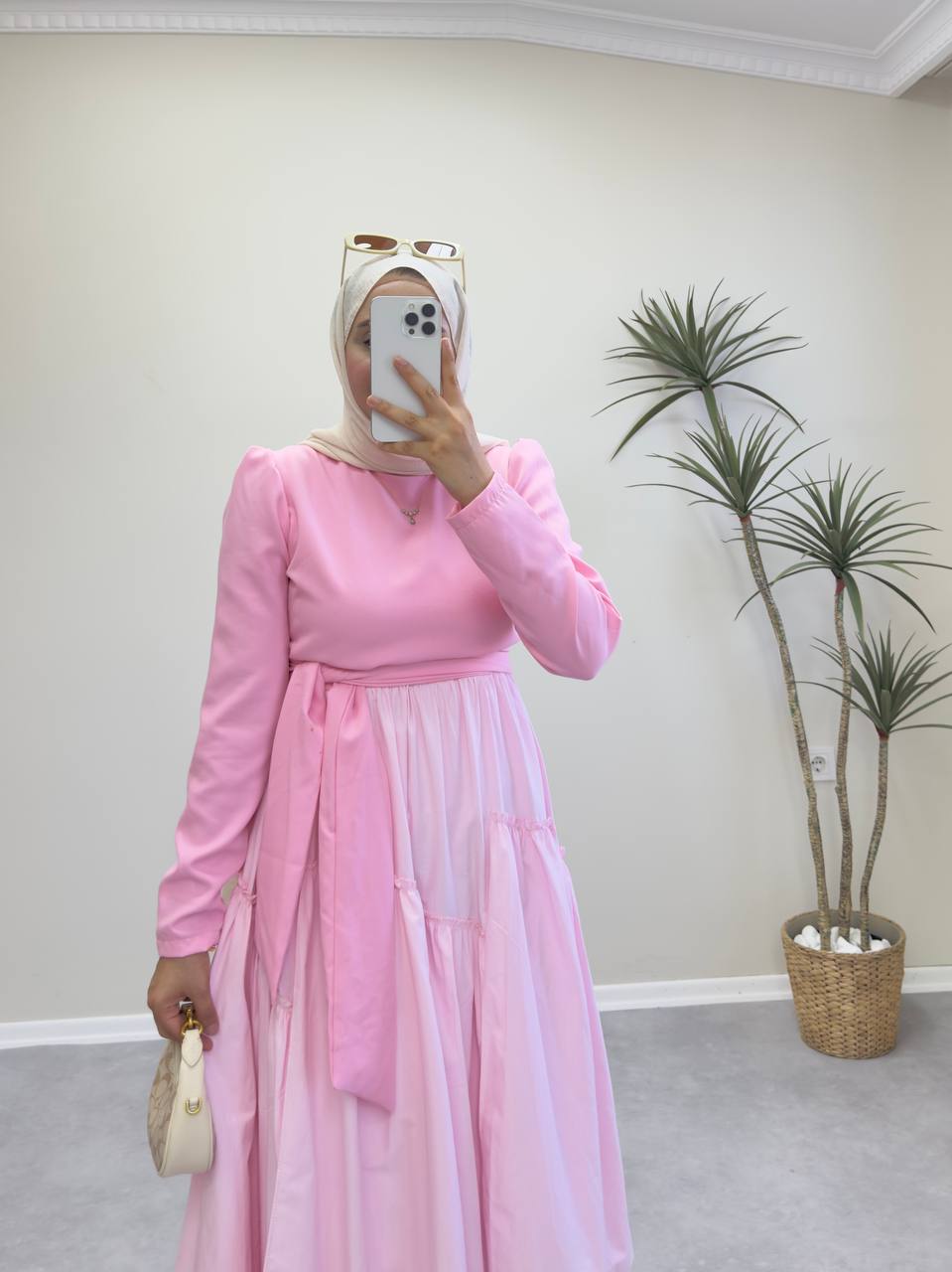 2042 - Merli Elbise - Pembe