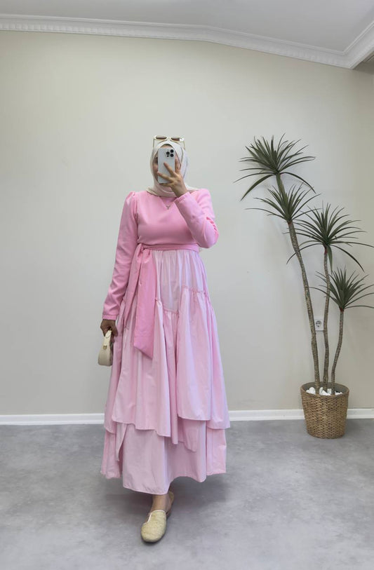 2042 - Merli Elbise - Pembe