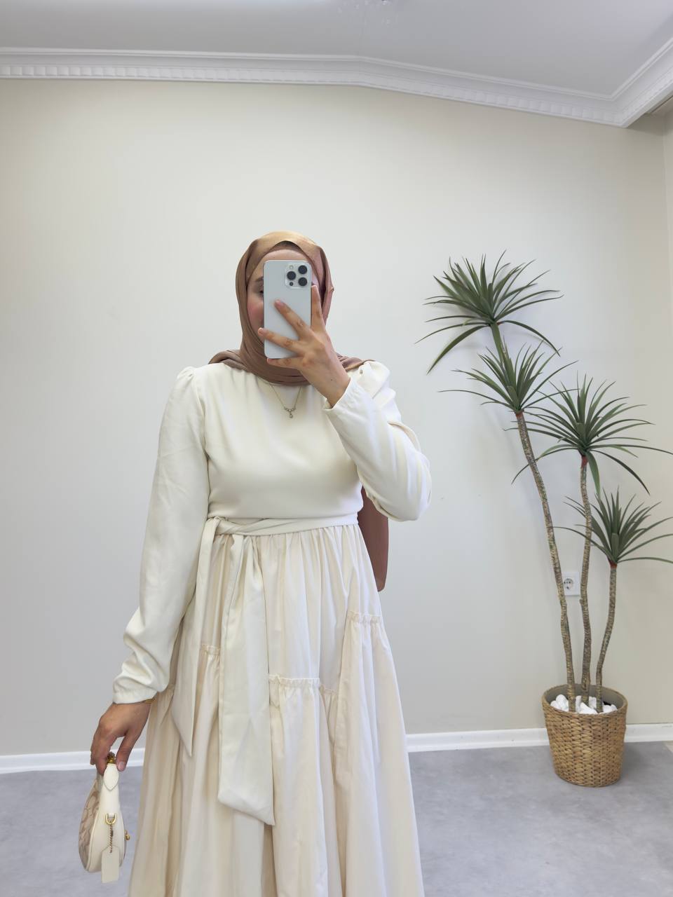 2042 - Merli Elbise - Bej