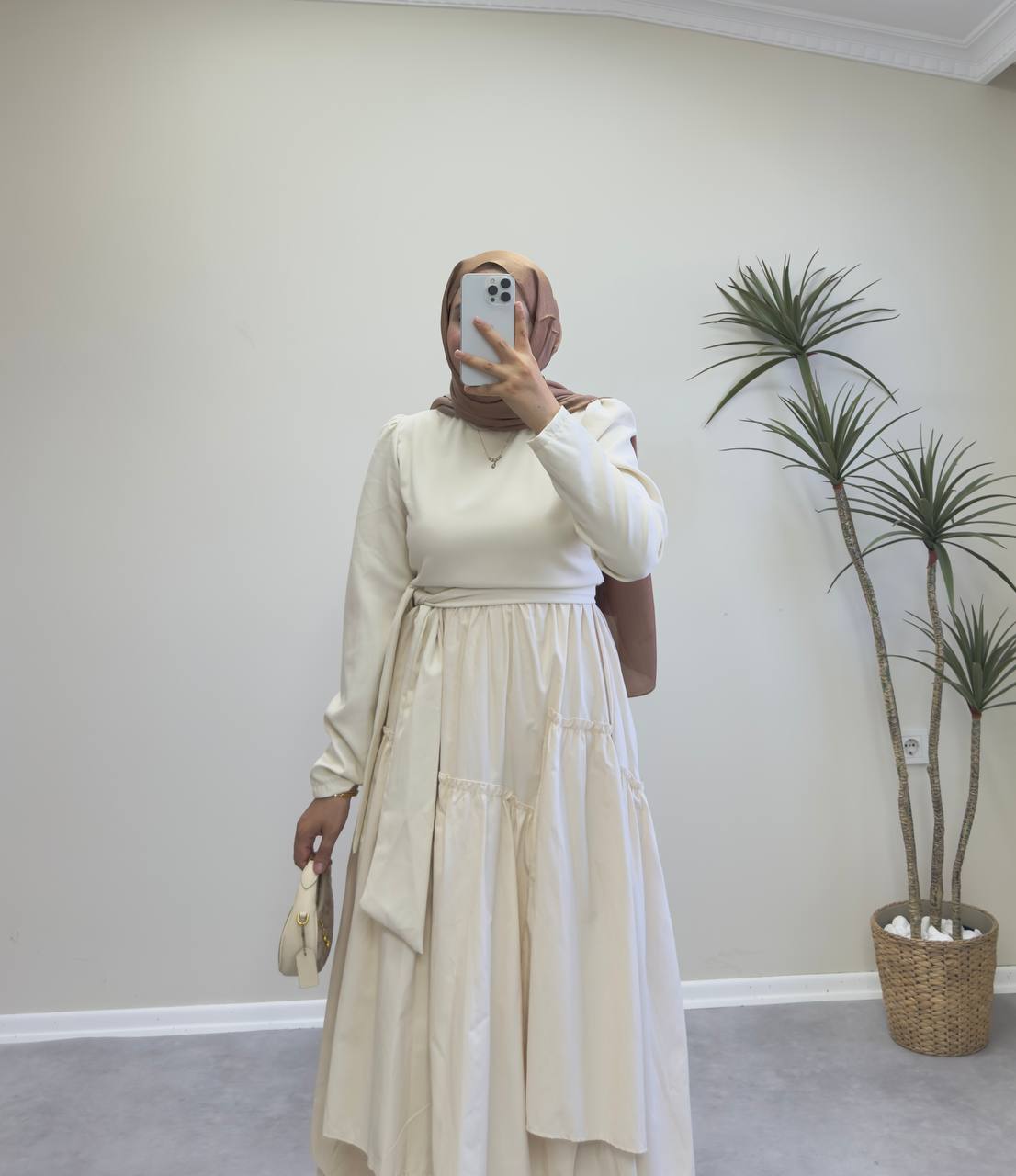 2042 - Merli Elbise - Bej