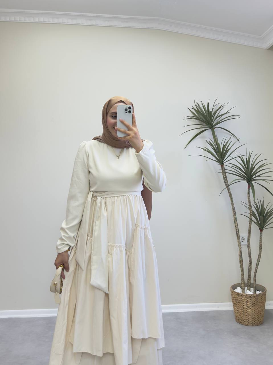 2042 - Merli Elbise - Bej