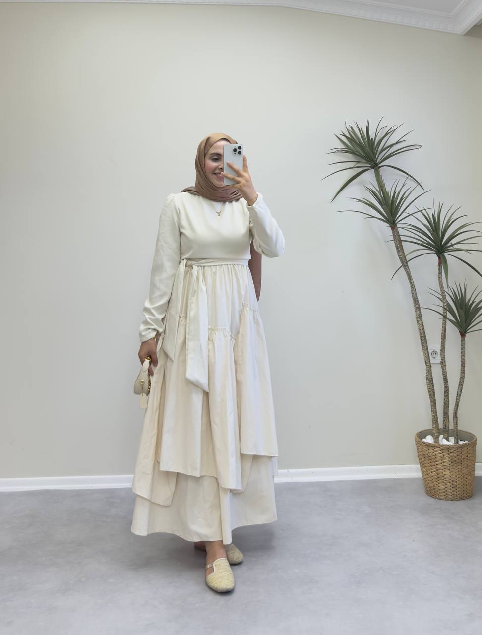 2042 - Merli Elbise - Bej