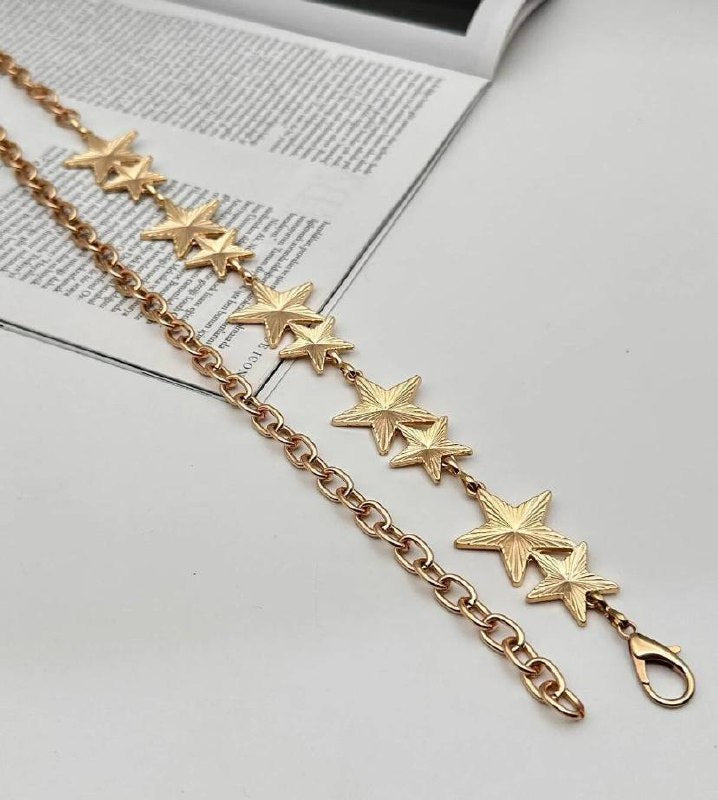 2455 - Çift Yıldızlı Metal Kemer - Gold