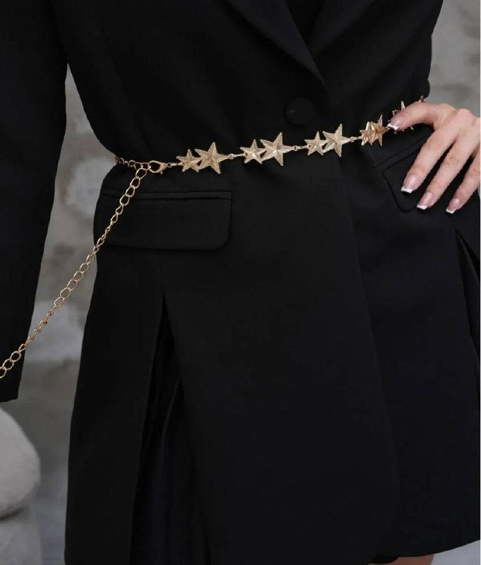 2455 - Çift Yıldızlı Metal Kemer - Gold