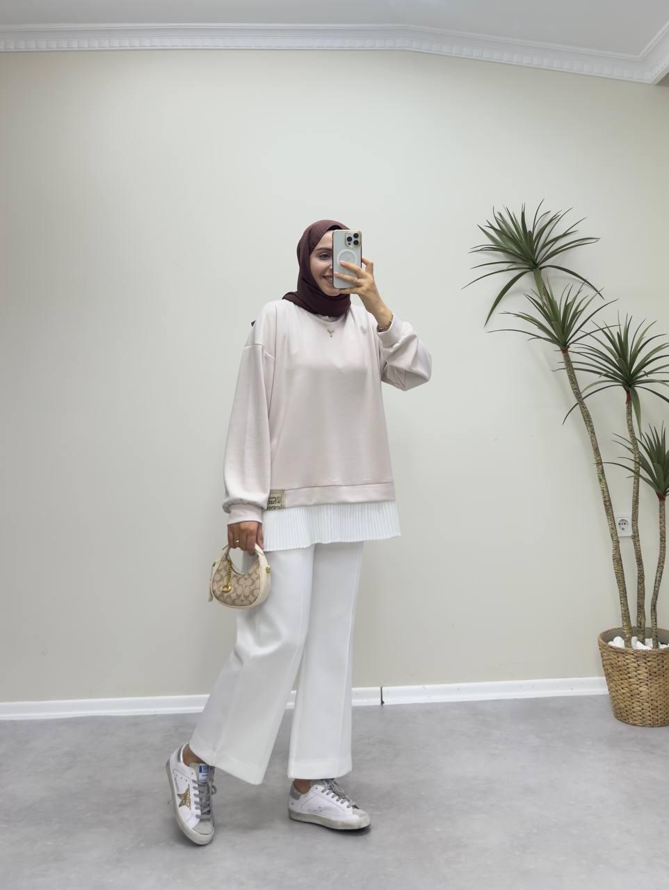 2530 - İçlikli Oysh Sweat - Krem