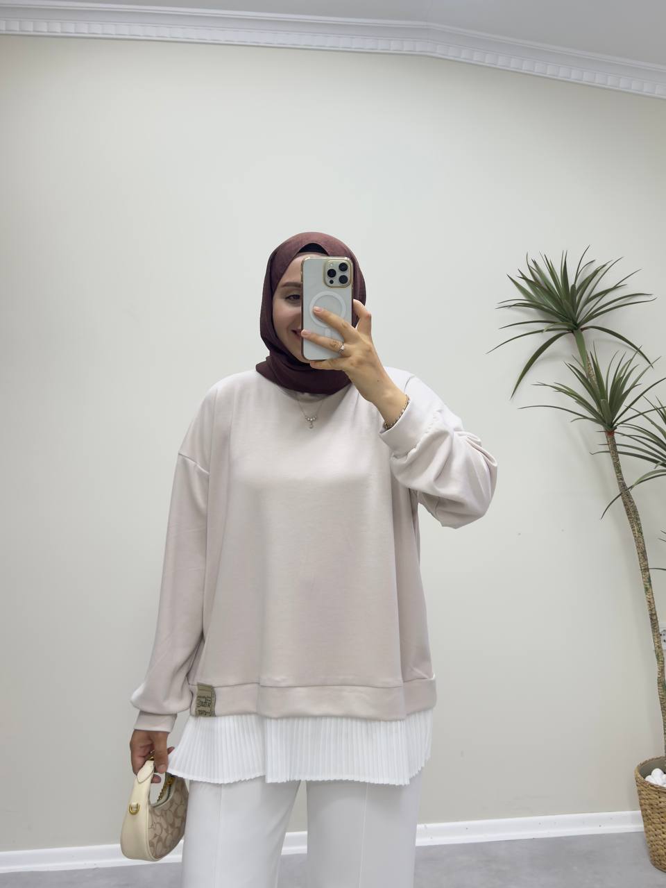 2530 - İçlikli Oysh Sweat - Krem