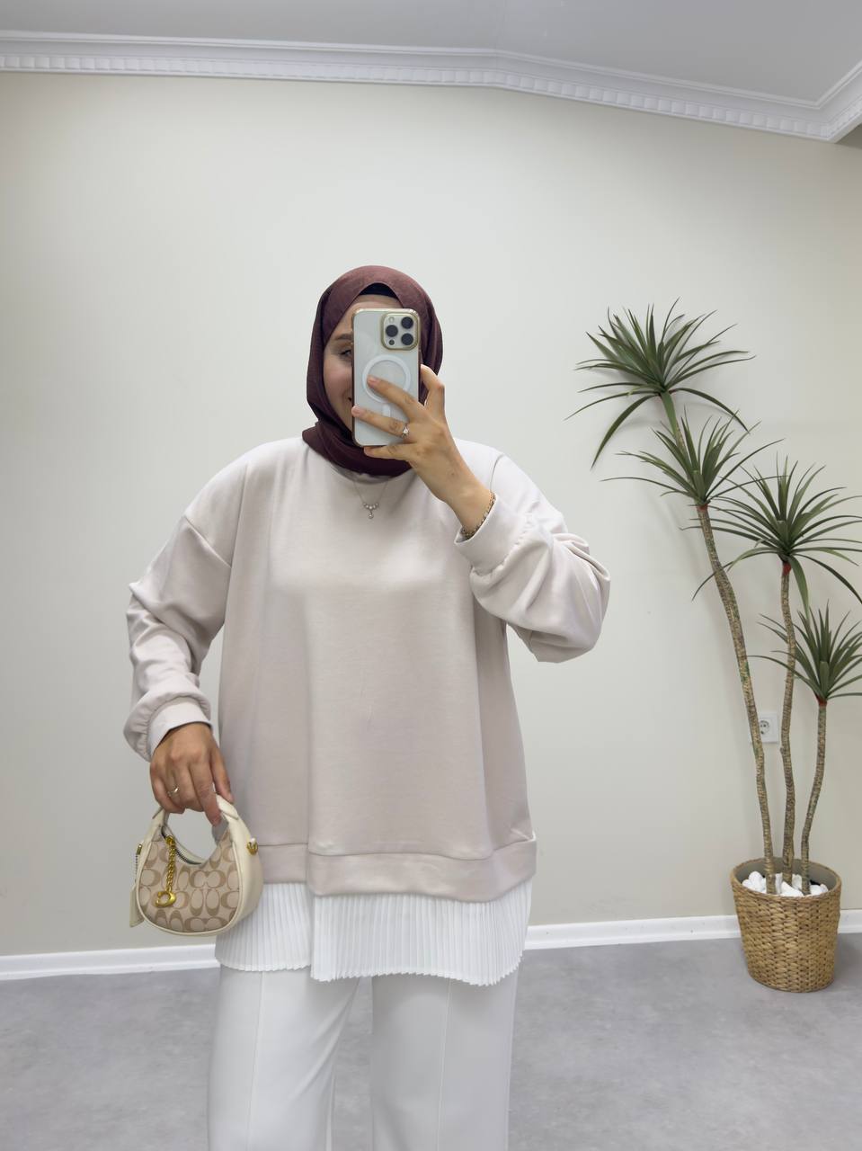 2530 - İçlikli Oysh Sweat - Krem