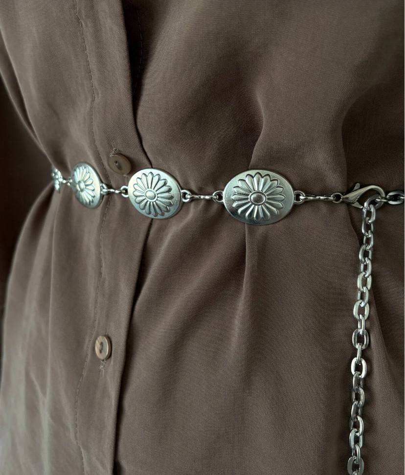 2455 - Oval Silver Zincir Kemer