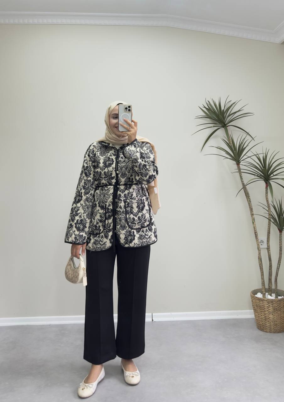 2608 - Kapitone ceket - Siyah