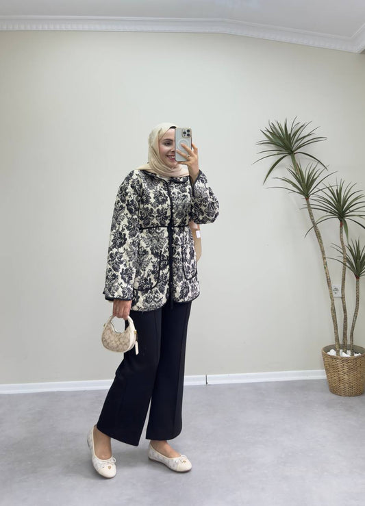 2608 - Kapitone ceket - Siyah