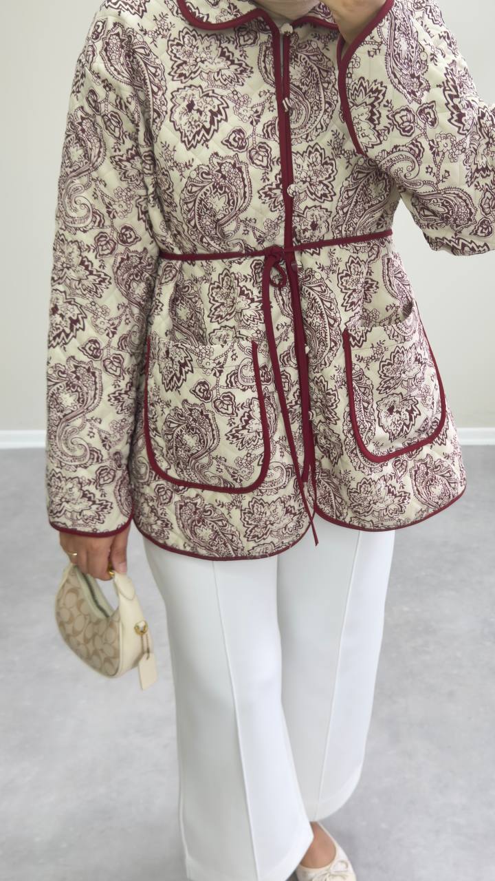 2608 - Kapitone ceket -Bordo