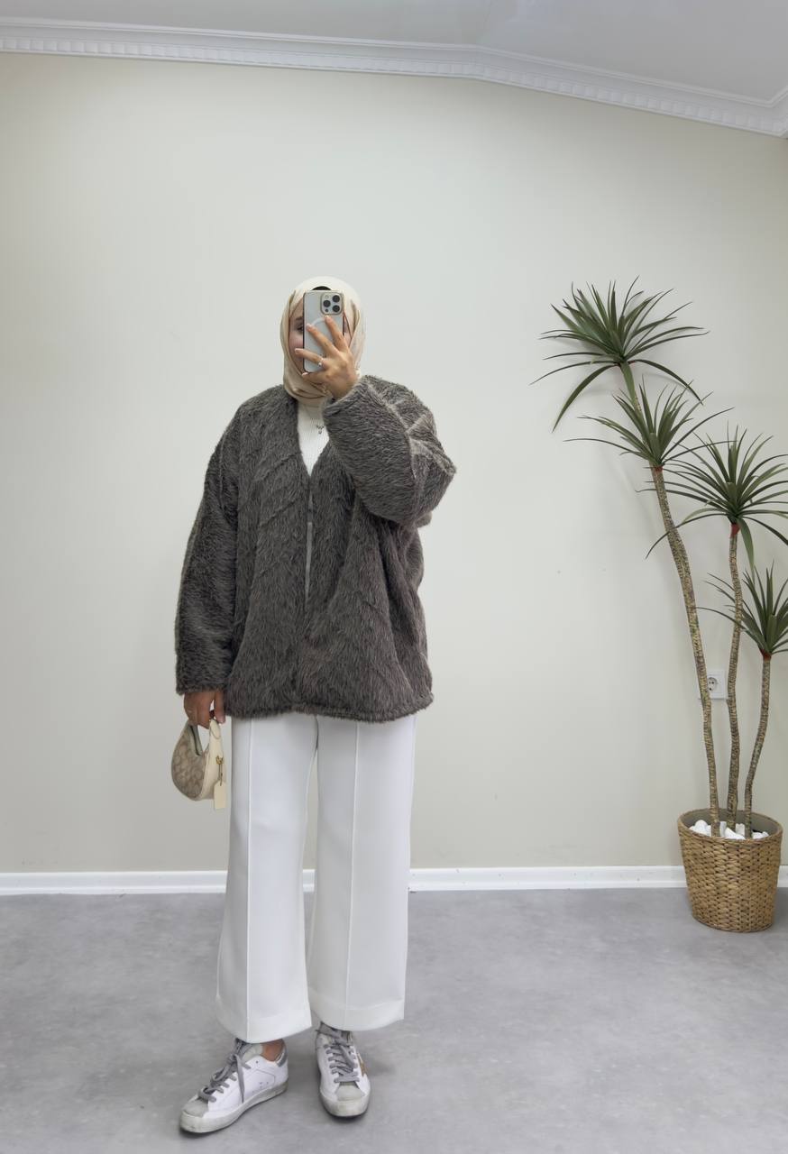 2578 - Yün Deri İpli Ceket - Kahve