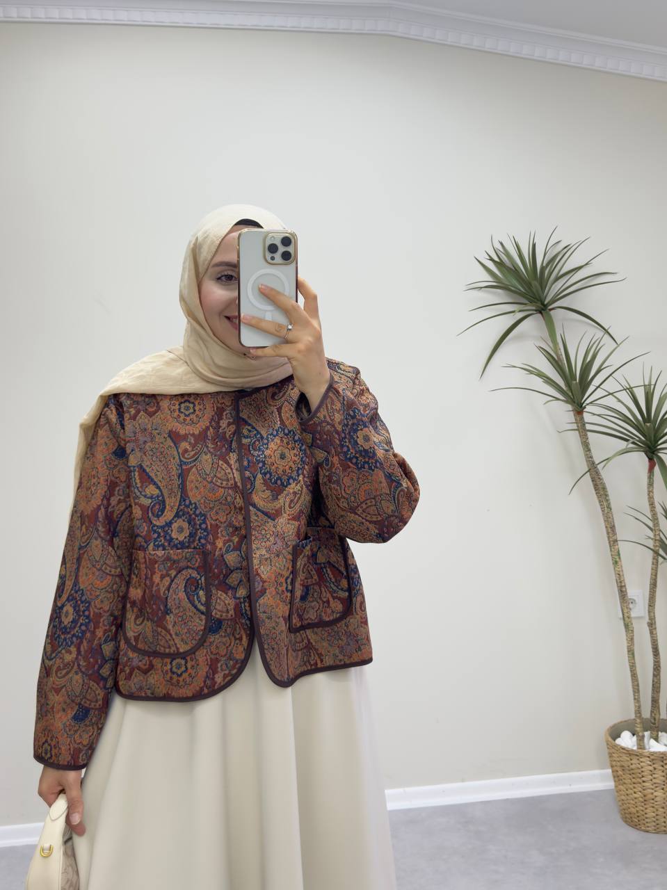 2370 - Jakarlı Ceket - Kahve Etnik