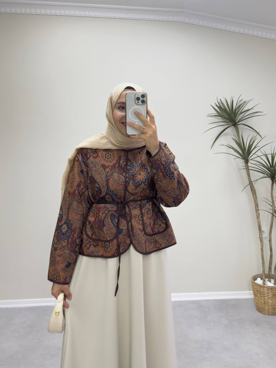 2370 - Jakarlı Ceket - Kahve Etnik