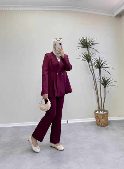 1748 - Bloom Pantolon Takım - Bordo