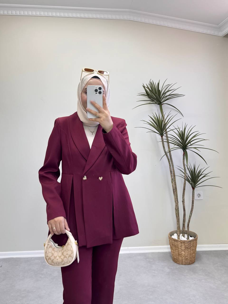 1748 - Bloom Pantolon Takım - Bordo